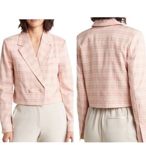 7 For All Mankind Pink Plaid Blazer
